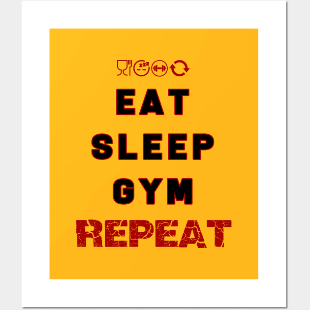 EAT SLEEP GYM REPEAT Wall Art by VoidDesigns